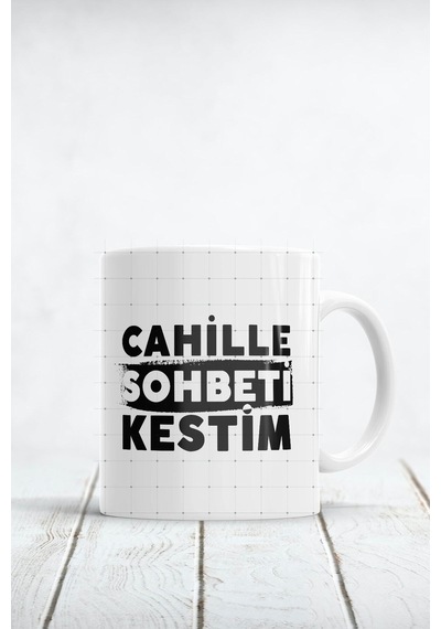 Cahille Sohbeti Kestim Baskılı Kupa Bardak Beyaz