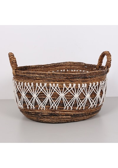 Ürgüp 40x34x31 Cm. Doğal Abaka El Yapımı Oval Sepet L Bej