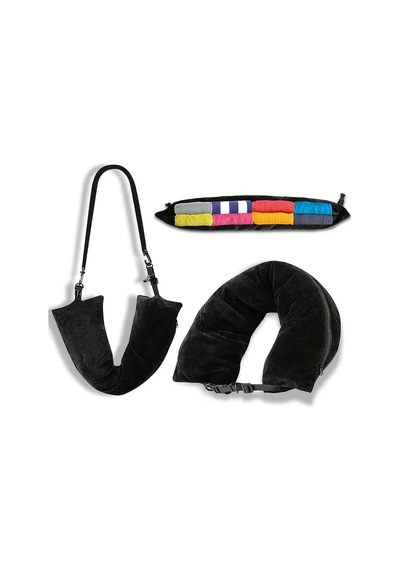 Gaojunshop01 Ayarlanabilir Doldurulabilir Seyahat Boyun Yastığı Gri Taşınabilir Katlanır Yumuşak
