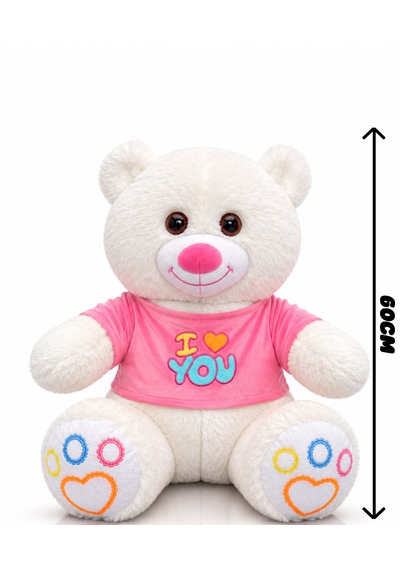 Ayıcık Elbiseli Ayıcık Yeni Seri Renkli 60cm - I Love You & Hediyelik Ayıcık Peluş Oyuncak 001 - Beyaz