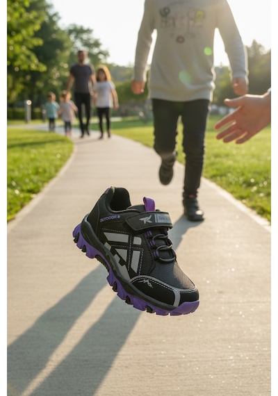 Enoch Outdoor Tasarımlı Ve Darbe Emici Tabanlı Çocuk Ayakkabı Siyah - Mor
