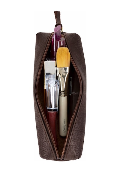 Bloombox Espresso Brown Hakiki Deri Kalem & Makyaj Çantası Kişiselleştirilebilir El Yapımı Organizer