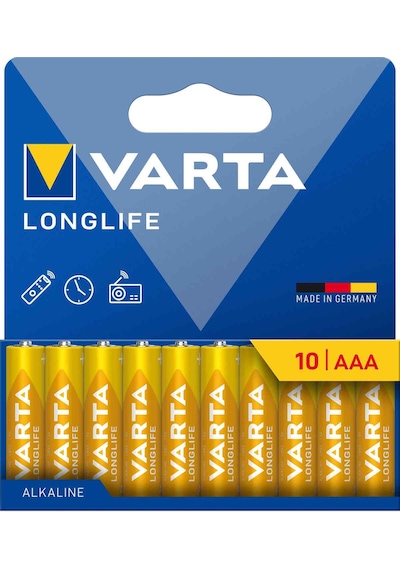 Varta Longlife AAA Alkalin İnce Kalem Pil  LR3, 10'lu Paket