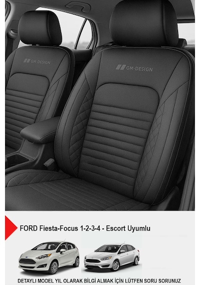 İstanbul Serisi Deri Oto Koltuk Kılıfı Ford Focus-fiesta-escort Uyumlu Siyah