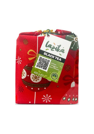 Kırmızı Yılbaşı Desenli Bez Siyah Çay 400g