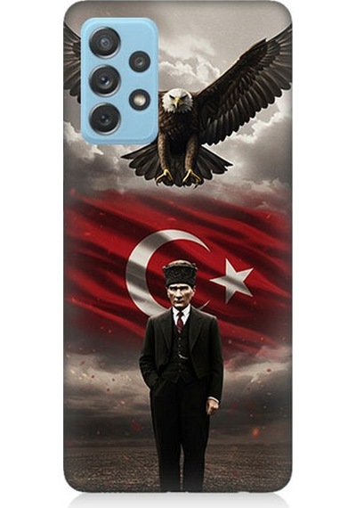 Samsung Galaxy A52 Uyumlu Bayrak Ve Mustafa Kemal Atatürk Desenli Silikon Kılıf Çok Renkli