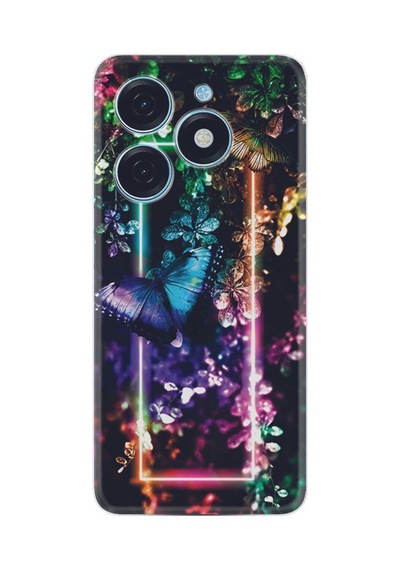Tecno Spark 20 Spark 20c Kılıf Silikon Desen Özel Seri Butterfly Neon 1684