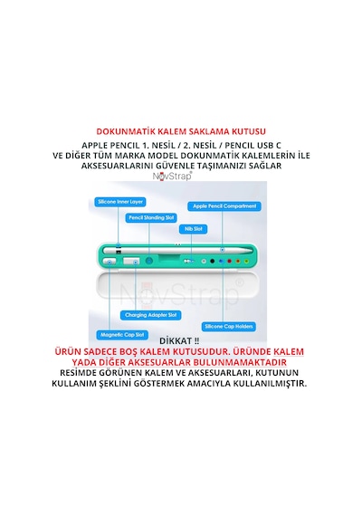Novstrap Dokunmatik Kalem Koruma Kutusu Tüm Tablet Kalemleri Ve  Pencil 1/2/usb C İle Uyumlu