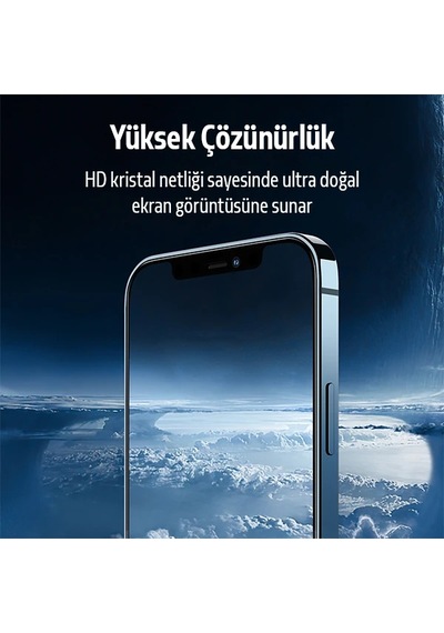 Apple İphone Uyumlu 12 Pro Max 2in1 Full Glue Tempered Cam Ekran Koruyucu +kamera Lens Set- 5775 standart