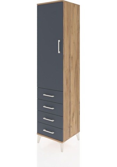 Hyperion Dolap 2 Raflı 4 Çekmeceli Tek Askılı 44x44x195 Çam-a... Çam