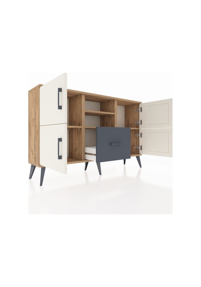 Arges Konsol 4 Raflı Tek Çekmeceli 4 Kapaklı 132x30x83 Çam-aytaşı/antrasit Aytaşı/antrasit Arges Konsol 4 Raflı Tek Çekmeceli 4 Kapaklı 132x30x83 Çam-aytaşı/antrasit Aytaşı/antrasit