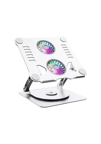 St-801d Çift Fanlı Alüminyum Katlanabilir 360 Derece Dönebilir Laptop Dizüstü Apple Uyumlu MacBook Standı S