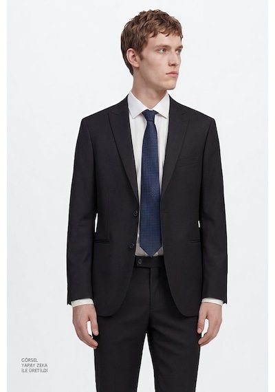 AC&Co / Altınyıldız Classics ERKEK SIYAH Ekstra Slim Fit Dar Kesim Kırlangıç Yaka Takım Elbise Siyah