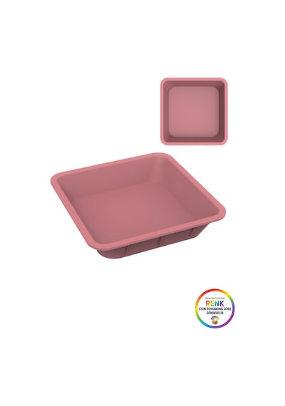 Kare Silikon Kek Brownie Kalıbı Yapışmaz Kolay Çıkan Fırın Borcamı Pasta Kabı 25x25x5 Cm Çok Renkli