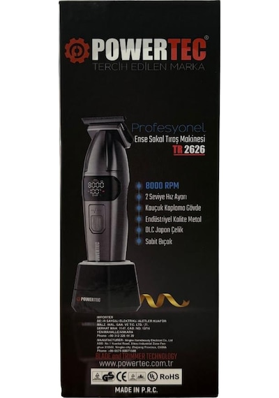 Powertec Tr-2626 Profesyonel Sakal Ense Tıraş & Çizim Makinesi 1 Saat