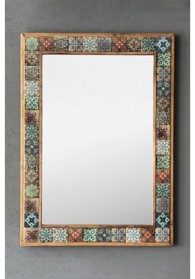Tr Oscar Stone Decor Masif Çerçeveli Mozaik Taş Ayna 53 Cm X 73 Cm Tile Mozaik Seramik Desenli Genel