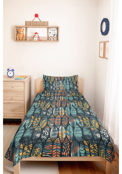 Yaprak Geometrik Turkuaz Genç Odası Tek Kişilik Pike Takımı-modern 160x220 Cm Kapitone Yatak Örtüsü Fısıltılı Yağmur Anısı