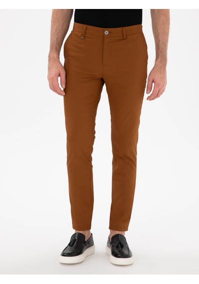 Cacharel Açık Kahverengi Slim Fit Pamuk Karışımlı Kanvas Pantolon