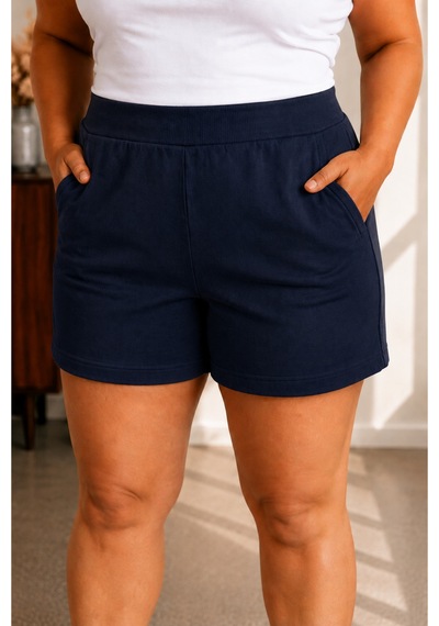 Sngl Tekstil Kadın Büyük Beden Kısa Şort S M L Xl 2xl 3xl 4xl 5xl 6xl 7xl 8xl 9xl Lacivert