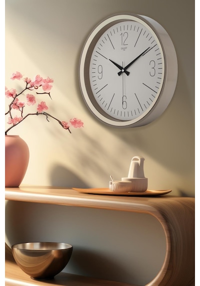 Kumbeji Kasa Krem Çerçeve Duvar Saati 37 Cm Diğer