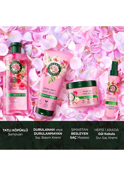 Kadifemsi Yumuşaklık Gül Kokulu Hepsi Bir Arada Ağırlaştırmayan Sıvı Saç Kremi 145ml