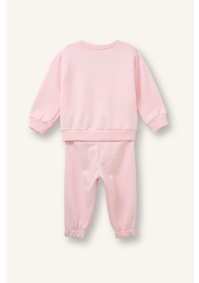 Defacto %100 Pamuk Baskılı Sweatshirt Üst Lastikli Paça Alt 2li Takım Kız Bebek I4475a526aupn167 Pembe-pn167