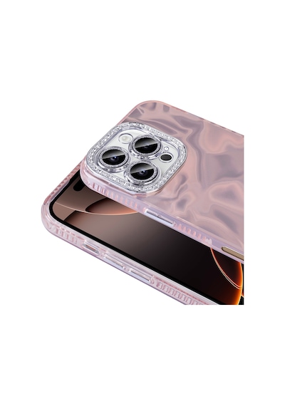 Apple     Uyumlu iPhone 16 Pro Kılıf Airbagli Parlak Taş Detay Tasarımlı Zore Esila Kapak Beyaz