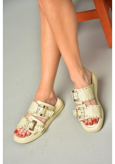 Fox Shoes S518106509 Bej Kadın Terlik Bej