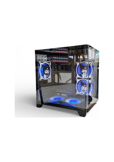Kuromi Karakterli 5 Argb Fanlı Kontrolcü Kumandalı Siyah Akvaryum Kasa