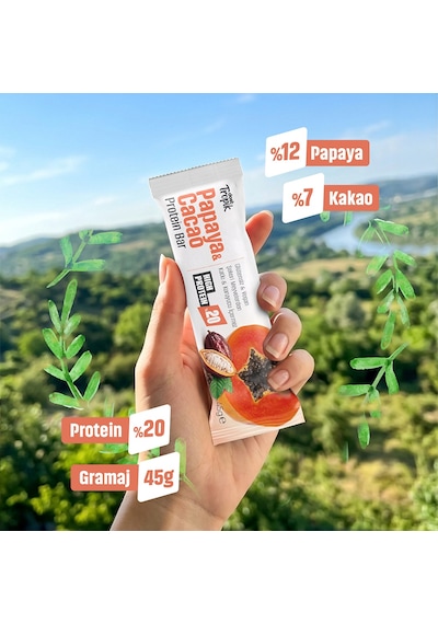 Papaya Ve Kakao Aromalı Protein Bar 45 G Protein İçeren Atıştırmalık Ve Sporcu Barı 5 Adet