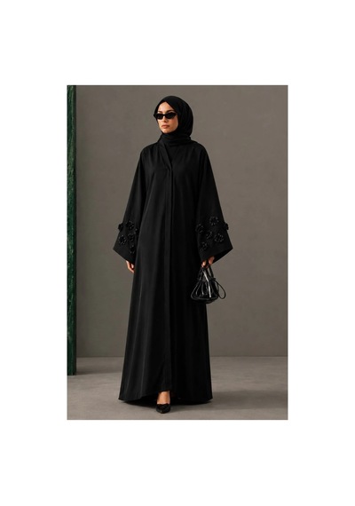 Nazzain Gül Detaylı Abaya Çok Renkli