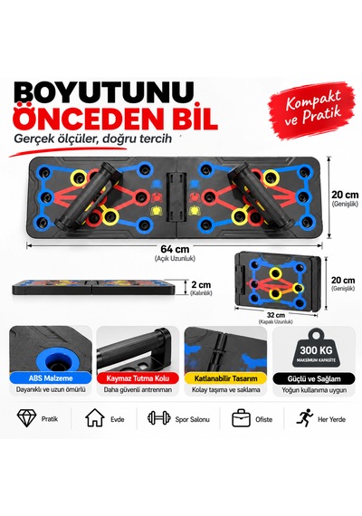 Katlanabilir Şınav Tahtası Çok Pozisyonlu Push Up Board Şınav Barı