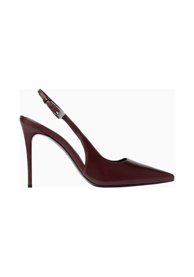 Castle Black Black Suede Studio Branca 100 Bordo Deri El Yapımı, Slingback Topuklu Ayakkabı 38