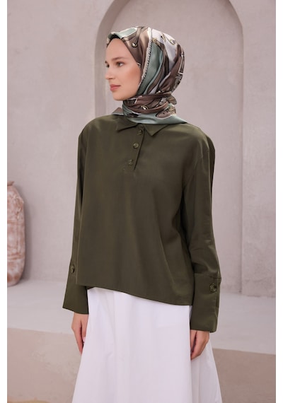 BELLİ Obje Desen İpek Twill Eşarp 4205d01 Yeşil - 50