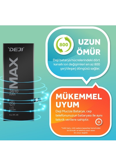 Apple Uyumlu iPhone XR  Batarya Mucize Batarya Deji 3610 mAh
