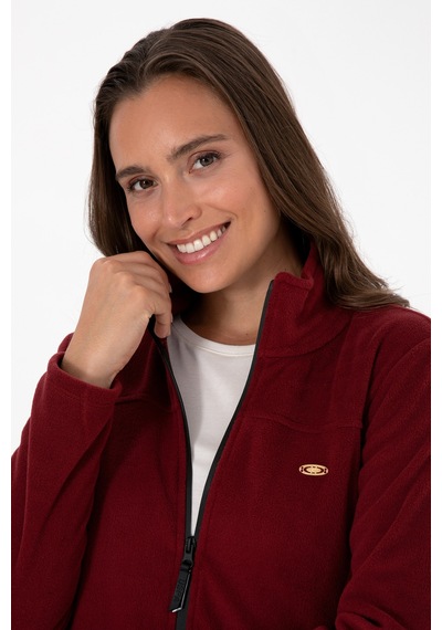 U.S. Polo Assn. Kadın Bordo Fermuarlı Dik Yaka Polar Sweatshirt 50316729-VR014