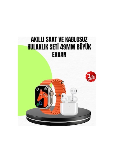 Watch 9 Max Akıllı Saat Seti 2 Kordonlu Kablosuz Kulaklık li Çok Renkli