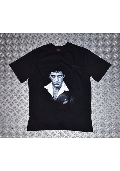 Scarface Baskılı Unisex %100 Pamuk Siyah T-shirt SIYAH