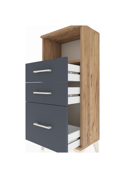 Arges Komodin Tek Raflı 3 Çekmeceli 44x30x106 Çam-antrasit Çam
