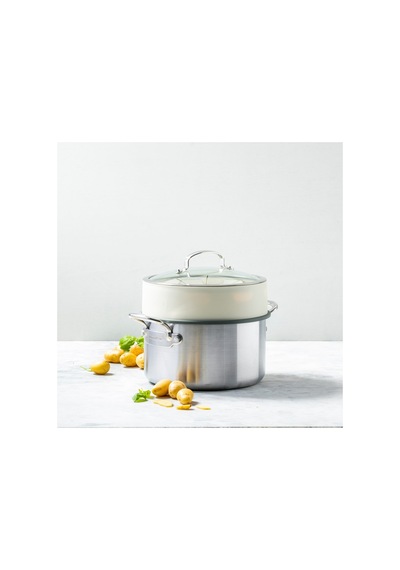 Greenpan Steamy Krem 24 Cm Buharda Pişirici 24 Cm Tencerelerle Uyumlu Üst Üste Kullanılabilir