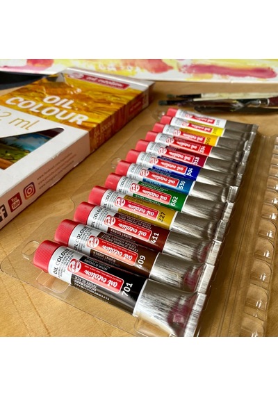 Talens 12 Renk Yağlı Boya 1 Paket Art Creation Oil Colour 12x12ml Yağlı Boya Seti Canlı Renkler Tuval Resim Çok Renkli
