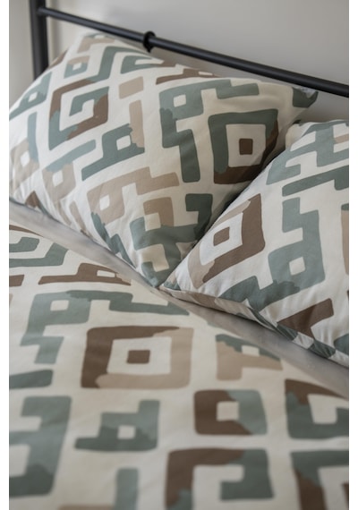 Cotton Collection Kışlık Pazen Çift Kişilik Nevresim Seti Geo Harmony Renkli