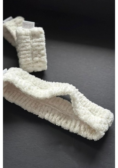 Mikrofiber Welsoft Saç Bandı Ve Bileklik Seti, Yumuşak Beyaz, Yüz Yıkama Ve Makyaj İçin, Kırmızı Keseli, 4 Parça
