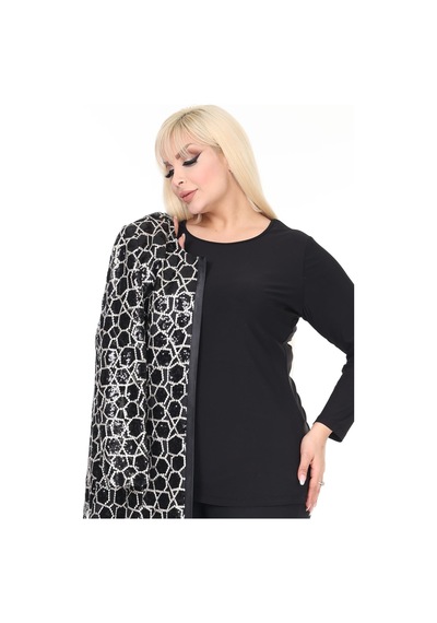 Ladies First Büyük Beden 3924 Siyah Ceket+bluz Takım 001