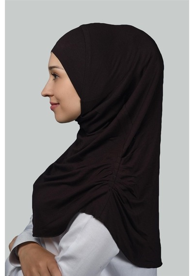Altobeh Hazır Türban Büzgülü Pileli Pratik Eşarp Tesettür Hijab - Namaz Örtüsü - Koyu Kahverengi