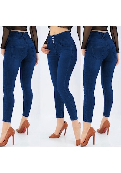 Esm Noche Yüksek Bel Likralı Jean Pantolon 90 Cm Lacivert