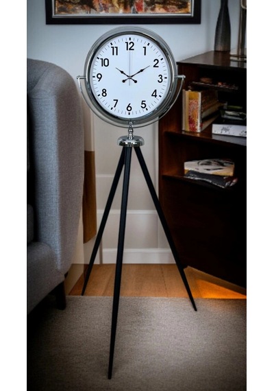 Krom Dekoratif Tasarım Tripod Ayaklı Saat Çok Renkli