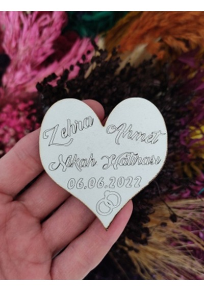 6 CM Yüzük Kalp Desenli Magnet Söz Nişan Nikah Düğün 25 Adet