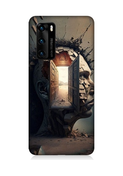 Huawei P40 Uyumlu İnsan Beyni Ve Hayali Desenli Silikon Kılıf
