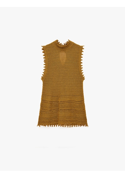 Koton Koton X Melis Ağazat - Dik Yaka Pencere Detaylı Kolsuz Ajurlu Bluz Hardal 6sak30047ht Koton Koton X Melis Ağazat - Dik Yaka Pencere Detaylı Kolsuz Ajurlu Bluz Hardal 6sak30047ht
